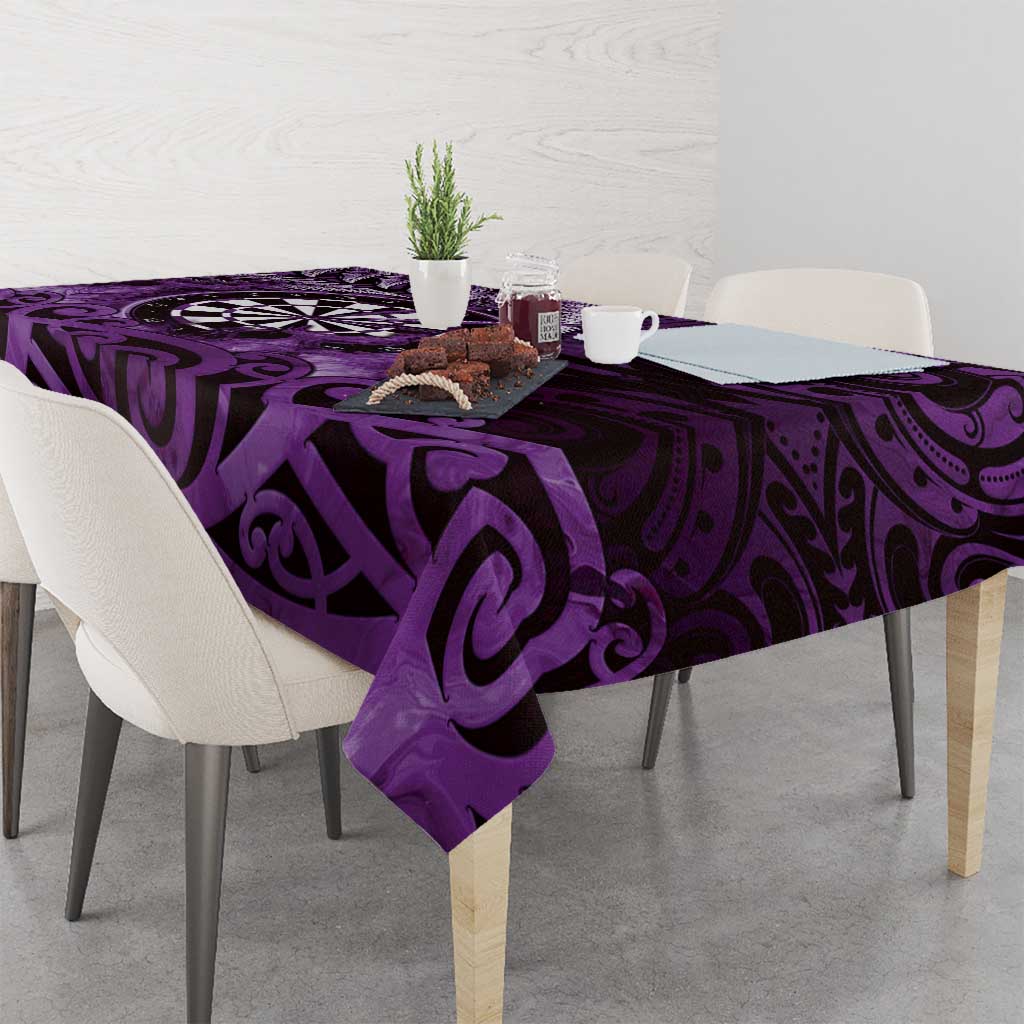 New Zealand Darts Tablecloth Maori Koru Dartboard Purple Flame LT05 - Polynesian Pride
