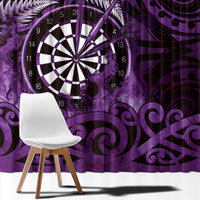 New Zealand Darts Window Curtain Maori Koru Dartboard Purple Flame