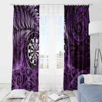 New Zealand Darts Window Curtain Maori Koru Dartboard Purple Flame