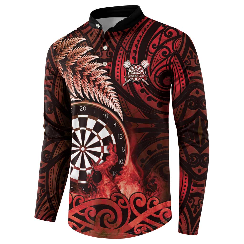 Personalised New Zealand Darts Button Sweatshirt Maori Koru Dartboard Red Flame LT05 - Polynesian Pride