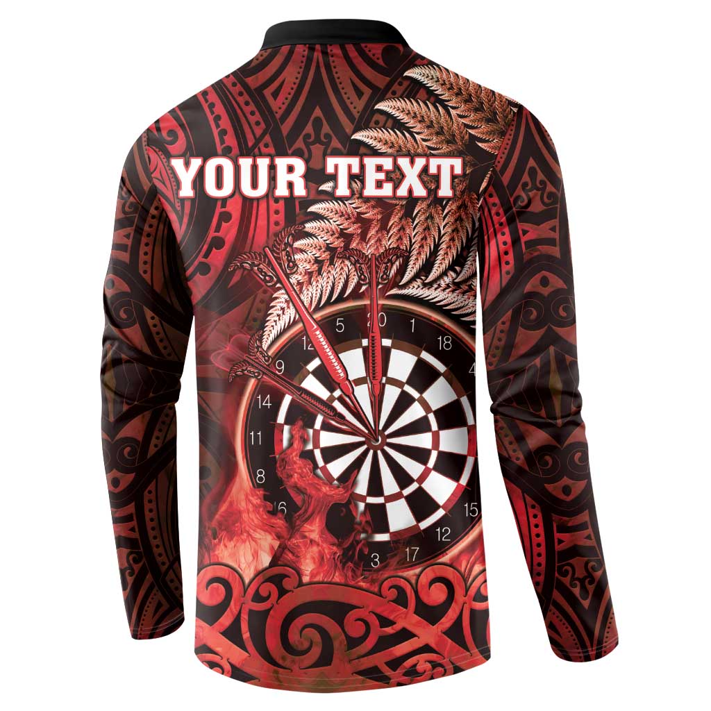 Personalised New Zealand Darts Button Sweatshirt Maori Koru Dartboard Red Flame LT05 - Polynesian Pride