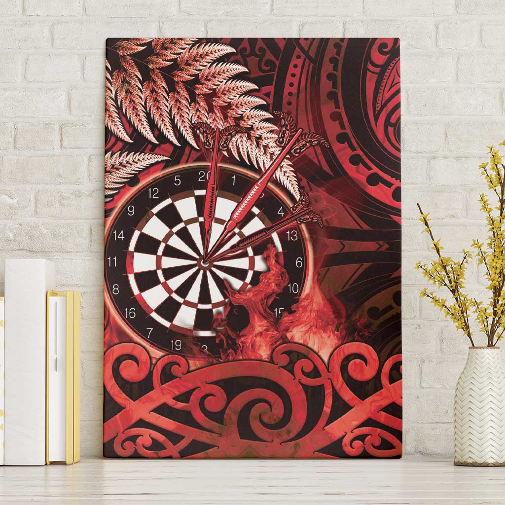 New Zealand Darts Canvas Wall Art Maori Koru Dartboard Red Flame
