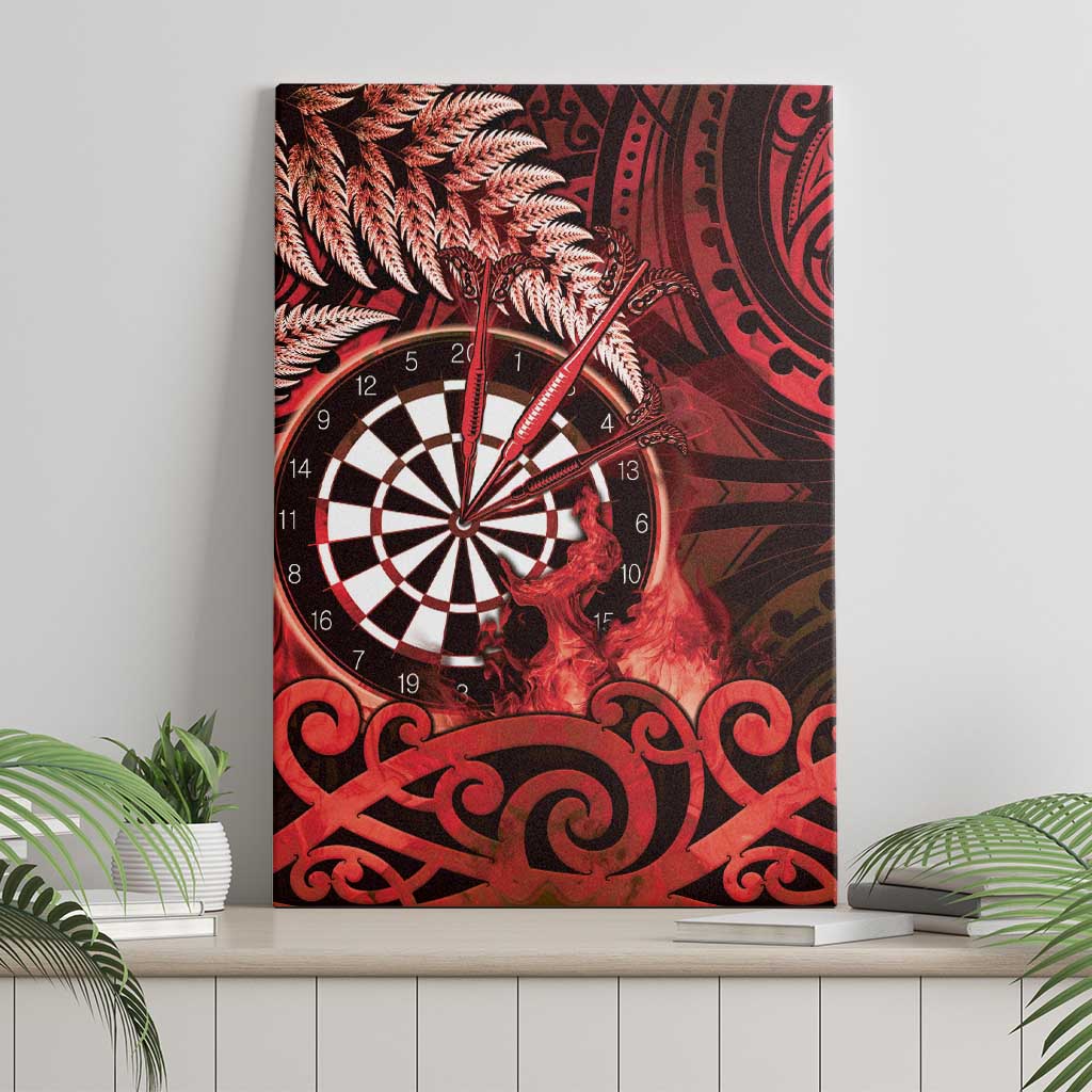 New Zealand Darts Canvas Wall Art Maori Koru Dartboard Red Flame LT05 - Polynesian Pride