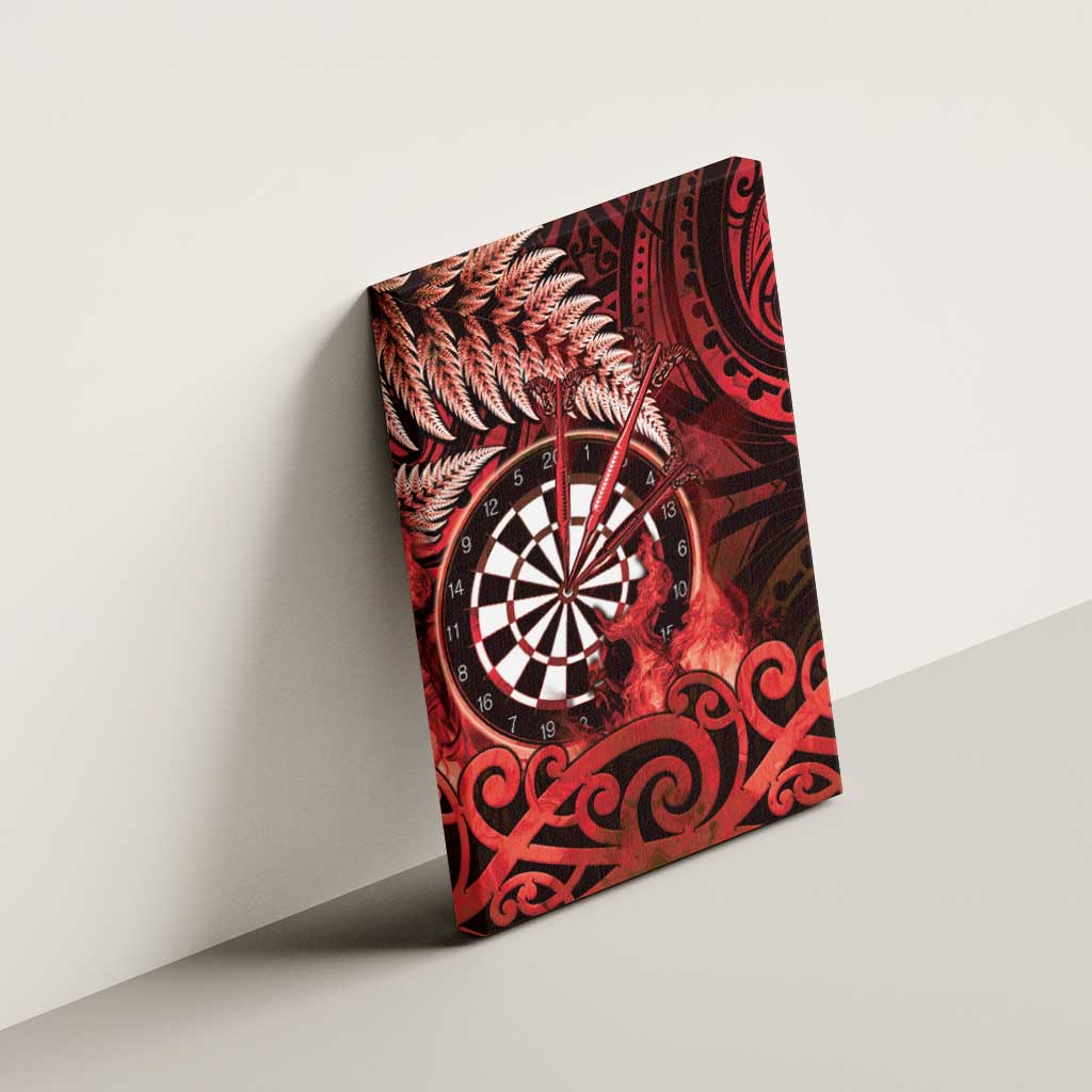 New Zealand Darts Canvas Wall Art Maori Koru Dartboard Red Flame LT05 - Polynesian Pride