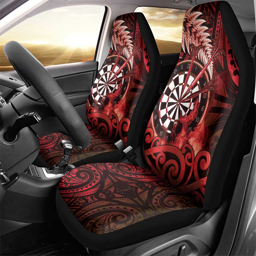New Zealand Darts Car Seat Cover Maori Koru Dartboard Red Flame
