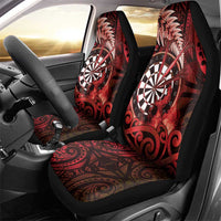 New Zealand Darts Car Seat Cover Maori Koru Dartboard Red Flame