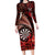 Personalised New Zealand Darts Family Matching Long Sleeve Bodycon Dress and Hawaiian Shirt Maori Koru Dartboard Red Flame