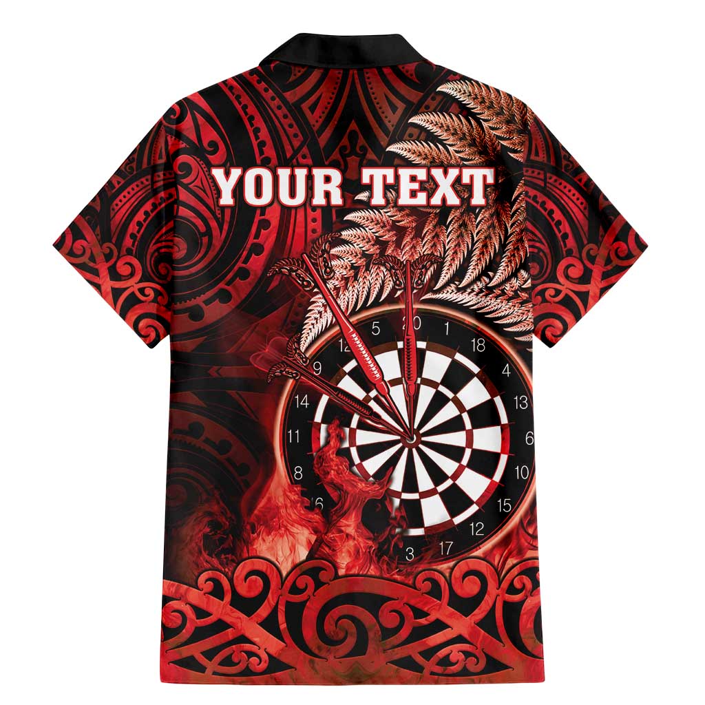 Personalised New Zealand Darts Family Matching Mermaid Dress and Hawaiian Shirt Maori Koru Dartboard Red Flame