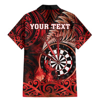 Personalised New Zealand Darts Family Matching Mermaid Dress and Hawaiian Shirt Maori Koru Dartboard Red Flame