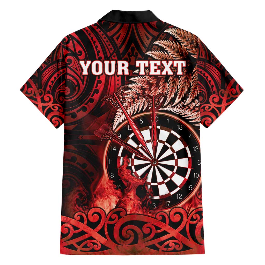 Personalised New Zealand Darts Family Matching Puletasi and Hawaiian Shirt Maori Koru Dartboard Red Flame LT05 - Polynesian Pride