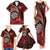 Personalised New Zealand Darts Family Matching Tank Maxi Dress and Hawaiian Shirt Maori Koru Dartboard Red Flame