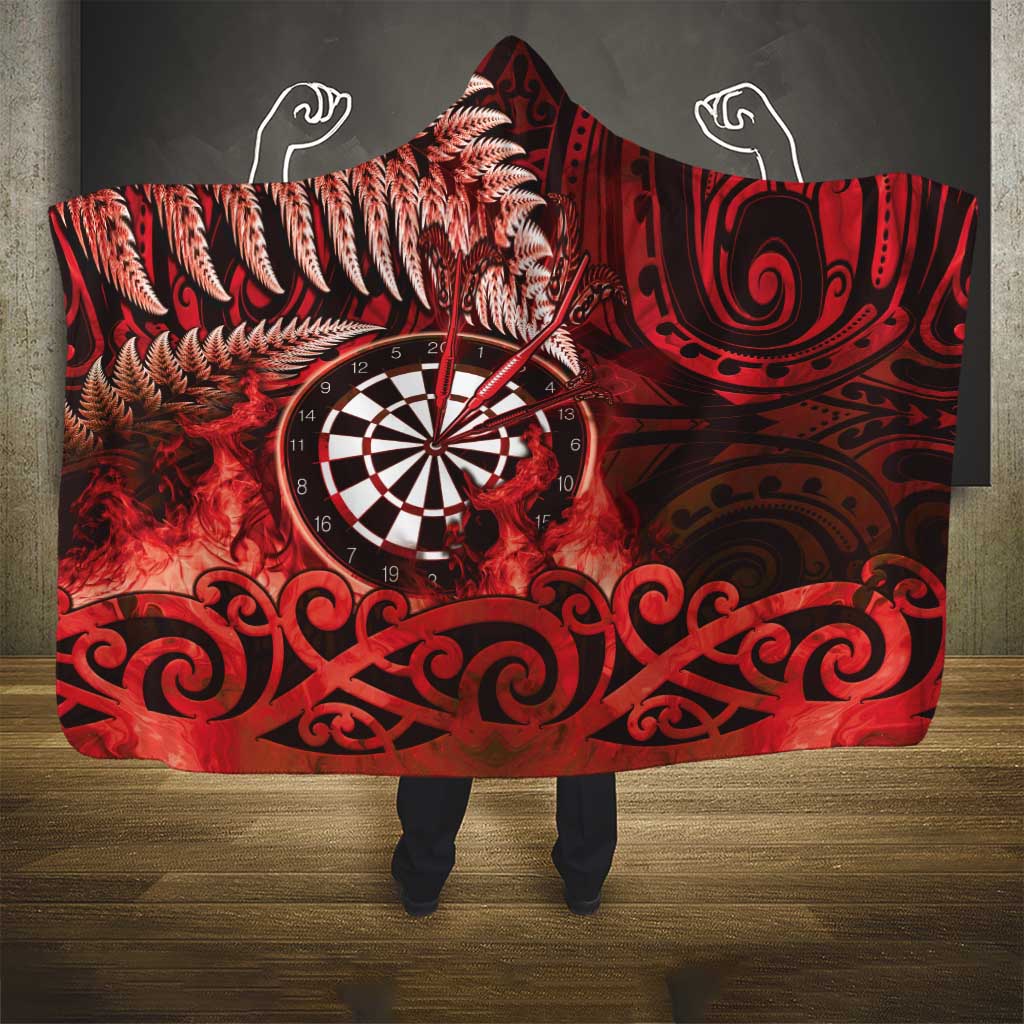 New Zealand Darts Hooded Blanket Maori Koru Dartboard Red Flame LT05 - Polynesian Pride