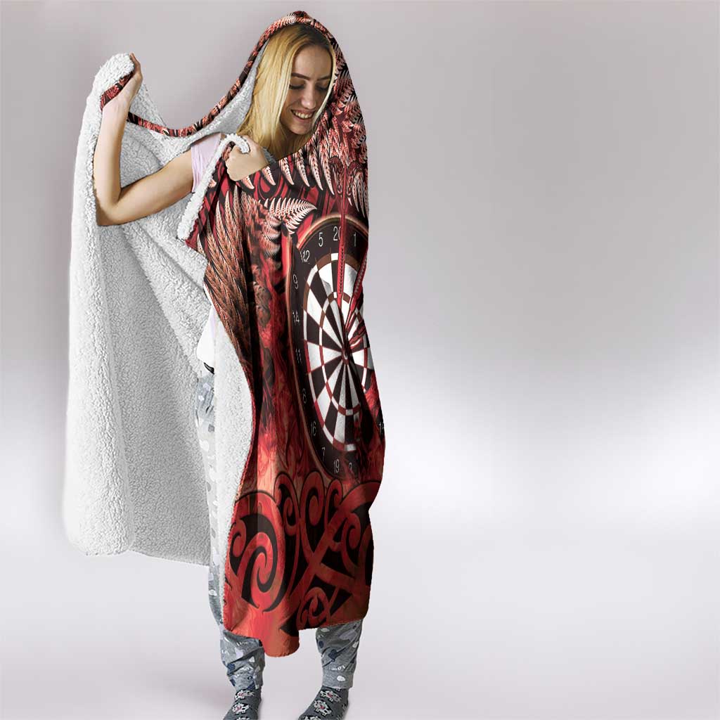 New Zealand Darts Hooded Blanket Maori Koru Dartboard Red Flame LT05 - Polynesian Pride