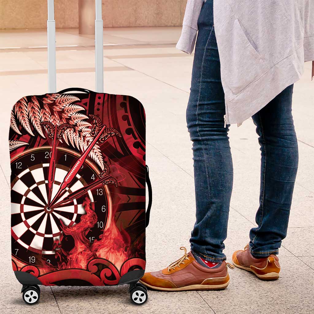 New Zealand Darts Luggage Cover Maori Koru Dartboard Red Flame