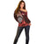 Personalised New Zealand Darts Off Shoulder Sweater Maori Koru Dartboard Red Flame