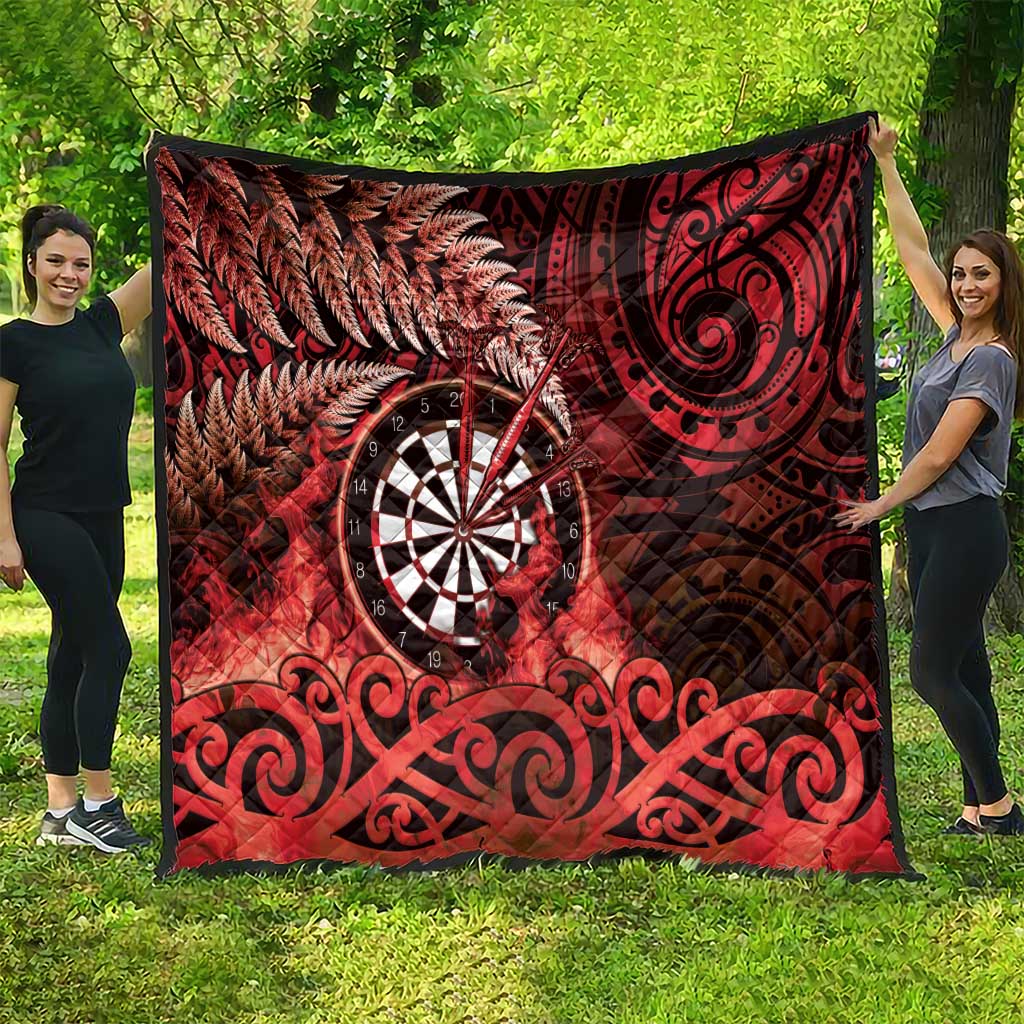 New Zealand Darts Quilt Maori Koru Dartboard Red Flame