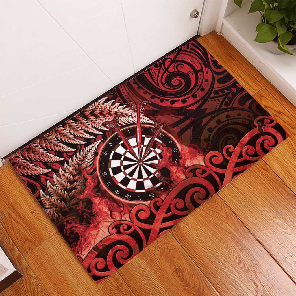 New Zealand Darts Rubber Doormat Maori Koru Dartboard Red Flame LT05 - Polynesian Pride