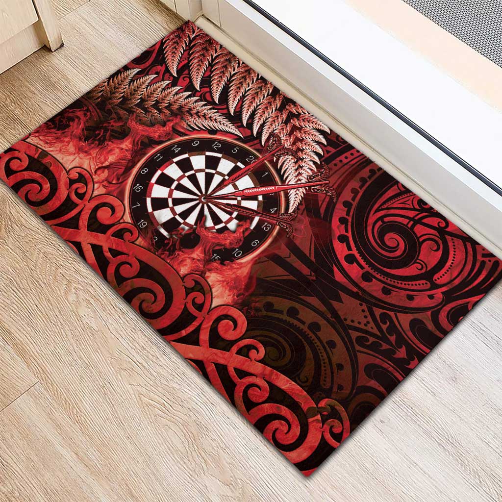 New Zealand Darts Rubber Doormat Maori Koru Dartboard Red Flame LT05 - Polynesian Pride