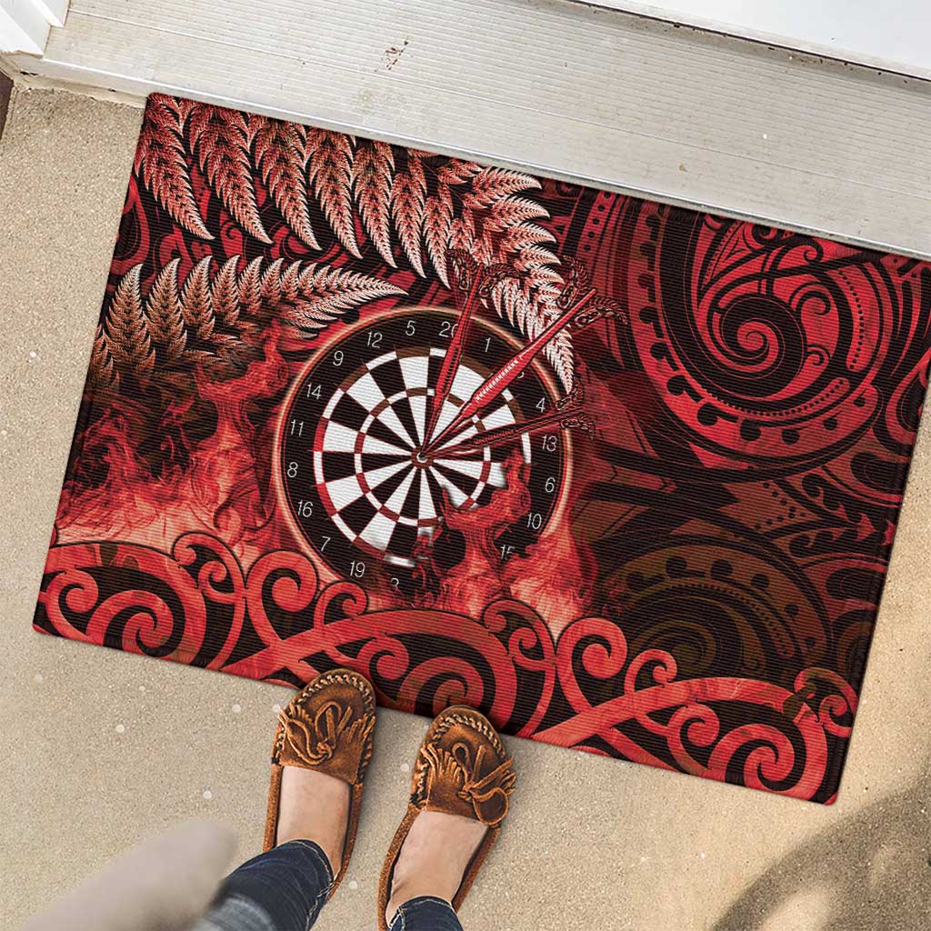 New Zealand Darts Rubber Doormat Maori Koru Dartboard Red Flame LT05 - Polynesian Pride