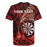 Personalised New Zealand Darts Rugby Jersey Maori Koru Dartboard Red Flame