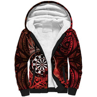 Personalised New Zealand Darts Sherpa Hoodie Maori Koru Dartboard Red Flame LT05 Unisex Red - Polynesian Pride