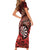 Personalised New Zealand Darts Short Sleeve Bodycon Dress Maori Koru Dartboard Red Flame