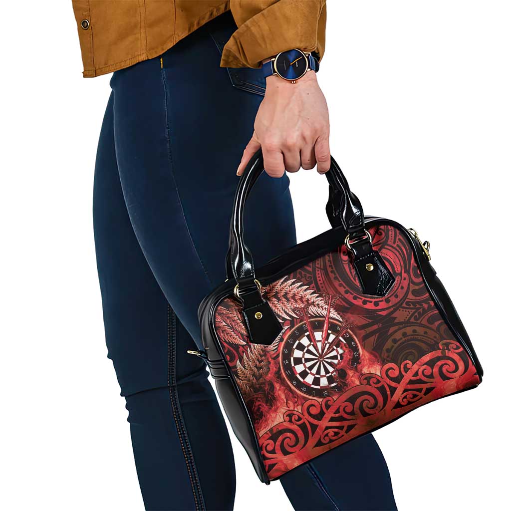 New Zealand Darts Shoulder Handbag Maori Koru Dartboard Red Flame LT05 - Polynesian Pride