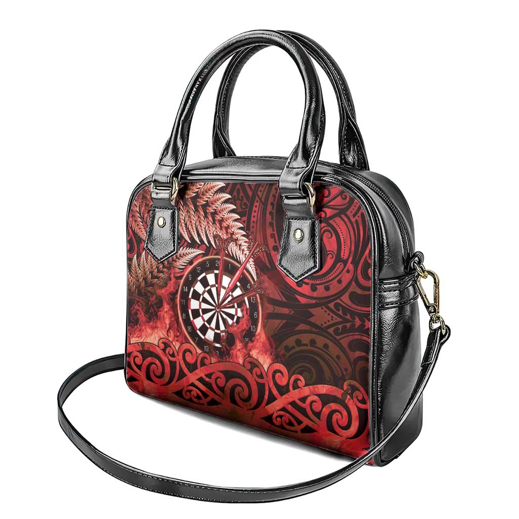 New Zealand Darts Shoulder Handbag Maori Koru Dartboard Red Flame LT05 - Polynesian Pride