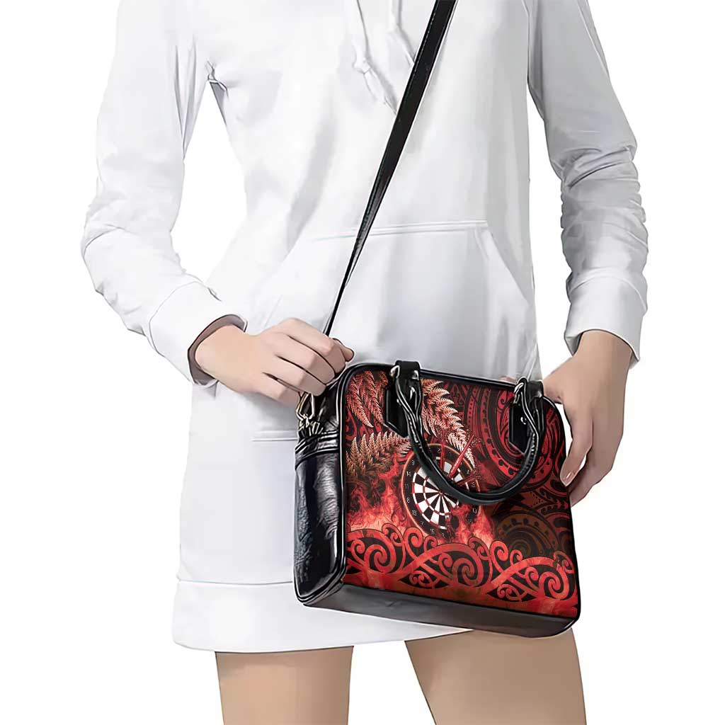 New Zealand Darts Shoulder Handbag Maori Koru Dartboard Red Flame LT05 - Polynesian Pride