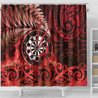 New Zealand Darts Shower Curtain Maori Koru Dartboard Red Flame LT05 - Polynesian Pride