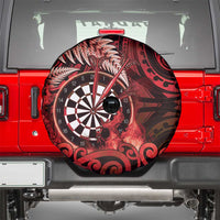 New Zealand Darts Spare Tire Cover Maori Koru Dartboard Red Flame