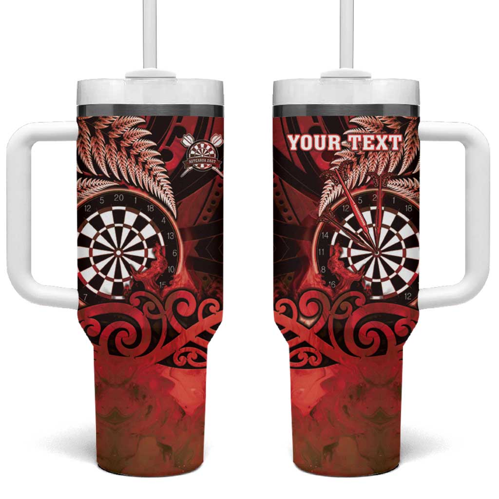 Personalised New Zealand Darts Tumbler With Handle Maori Koru Dartboard Red Flame