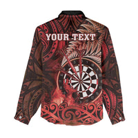 Personalised New Zealand Darts Women Casual Shirt Maori Koru Dartboard Red Flame