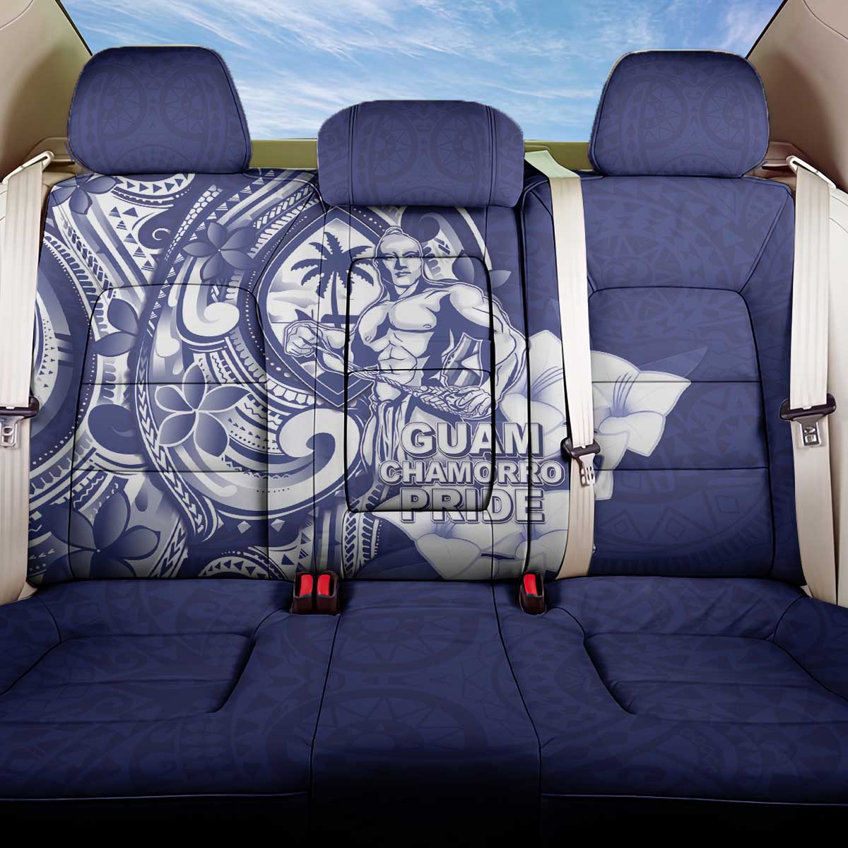 Guam Chief Quipuha Back Car Seat Cover Polynesian Pattern With Guasali Flowers