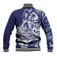 Guam Chief Quipuha Baseball Jacket Polynesian Pattern With Guasali Flowers