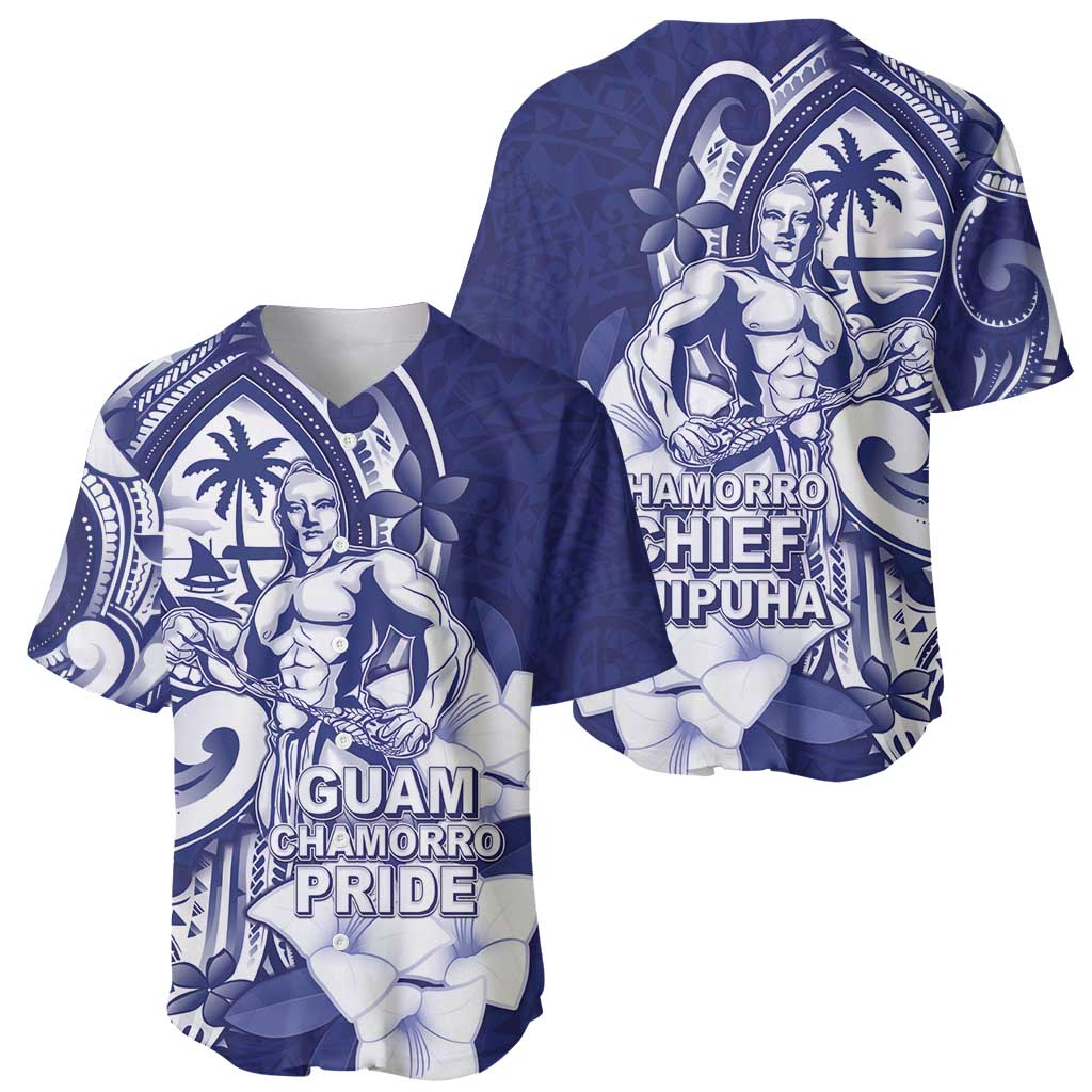 Guam Chief Quipuha Baseball Jersey Polynesian Pattern With Guasali Flowers