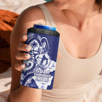 Guam Chief Quipuha 4 in 1 Can Cooler Tumbler Polynesian Pattern With Guasali Flowers