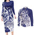 Guam Chief Quipuha Couples Matching Long Sleeve Bodycon Dress and Long Sleeve Button Shirt Polynesian Pattern With Guasali Flowers