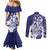 Guam Chief Quipuha Couples Matching Mermaid Dress and Long Sleeve Button Shirt Polynesian Pattern With Guasali Flowers