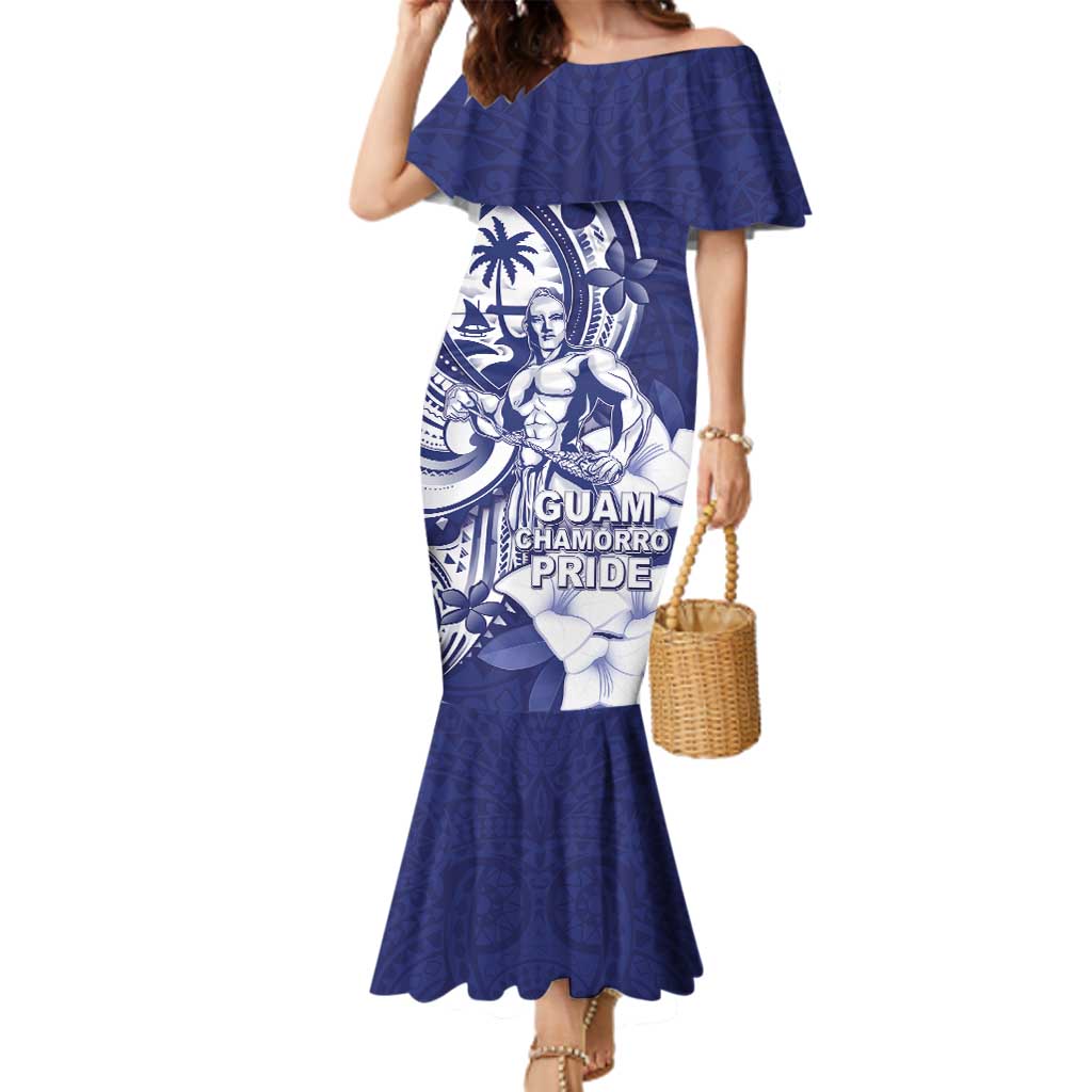 Guam Chief Quipuha Family Matching Mermaid Dress and Hawaiian Shirt Polynesian Pattern With Guasali Flowers