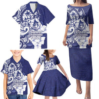 Guam Chief Quipuha Family Matching Puletasi and Hawaiian Shirt Polynesian Pattern With Guasali Flowers