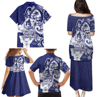 Guam Chief Quipuha Family Matching Puletasi and Hawaiian Shirt Polynesian Pattern With Guasali Flowers