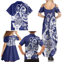 Guam Chief Quipuha Family Matching Summer Maxi Dress and Hawaiian Shirt Polynesian Pattern With Guasali Flowers