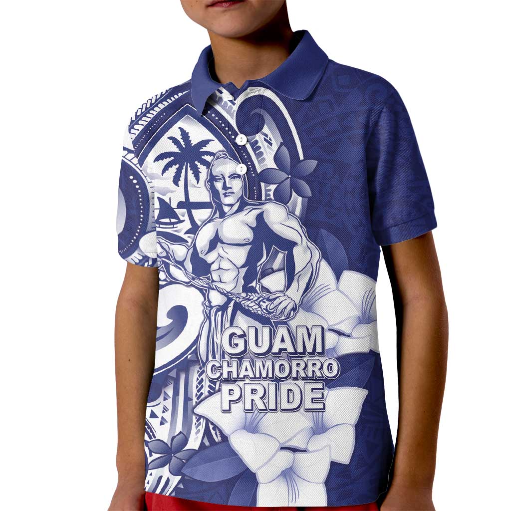 Guam Chief Quipuha Kid Polo Shirt Polynesian Pattern With Guasali Flowers