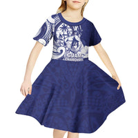 Guam Chief Quipuha Kid Short Sleeve Dress Polynesian Pattern With Guasali Flowers