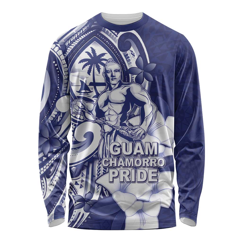 Guam Chief Quipuha Long Sleeve Shirt Polynesian Pattern With Guasali Flowers