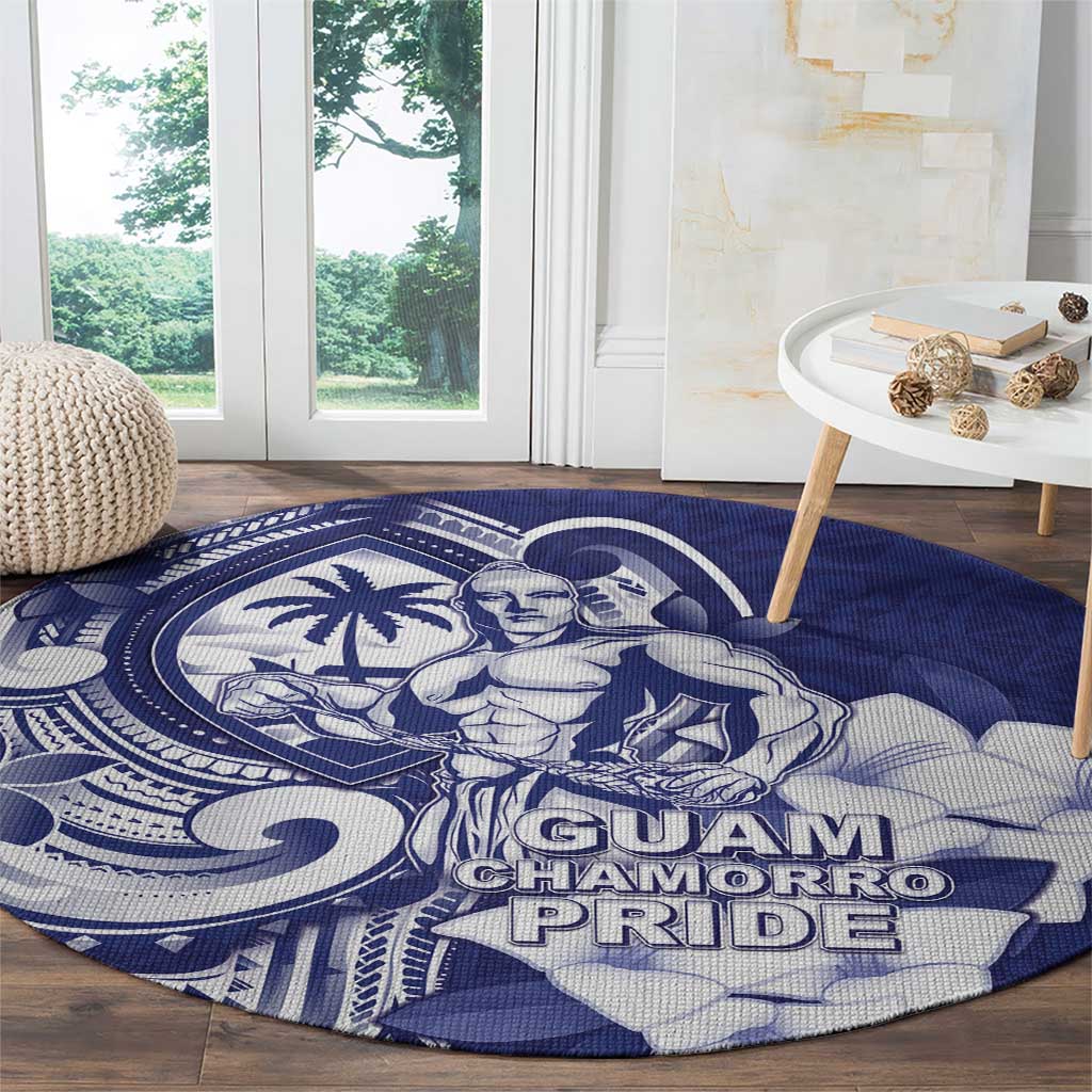 Guam Chief Quipuha Round Carpet Polynesian Pattern With Guasali Flowers