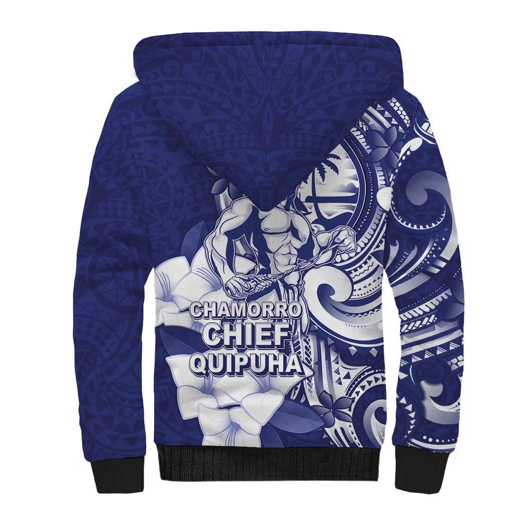 Guam Chief Quipuha Sherpa Hoodie Polynesian Pattern With Guasali Flowers
