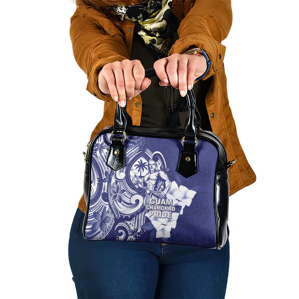 Guam Chief Quipuha Shoulder Handbag Polynesian Pattern With Guasali Flowers LT05 One Size Navy - Polynesian Pride