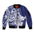 Guam Chief Quipuha Sleeve Zip Bomber Jacket Polynesian Pattern With Guasali Flowers